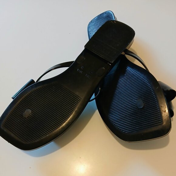 Jeffrey Campbell Black Flip Flop Bow Sandals GUC Size 10 - Picture 2 of 6